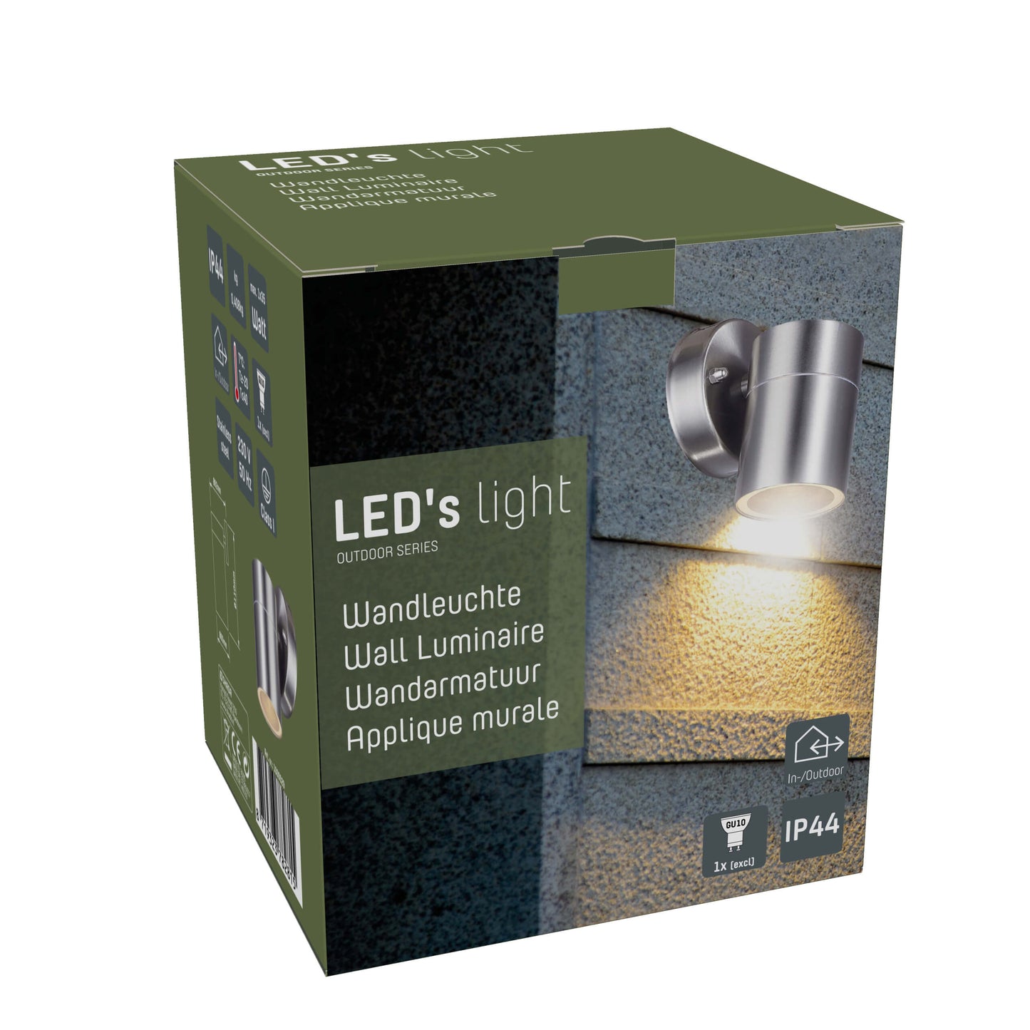 Comnox - RVS LED Muurlamp Buiten - Spot met GU10 fitting - IP44 - Zilver