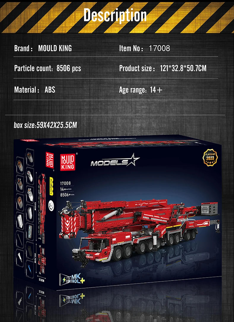 Comnox - Mould King - LTM 11200 Kraan Vrachtwagen Bouwset - 8506 Stuks - Compatibel met LEGO - Technisch Speelgoed - Rood - Comnox Company