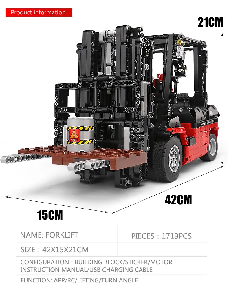 Comnox - Mould King - App RC Heftruck Bouwset - 1719 Stuks - Forklift - Technisch Speelgoed met Bluetooth en Afstandsbediening - LEGO Compatible - Comnox Company