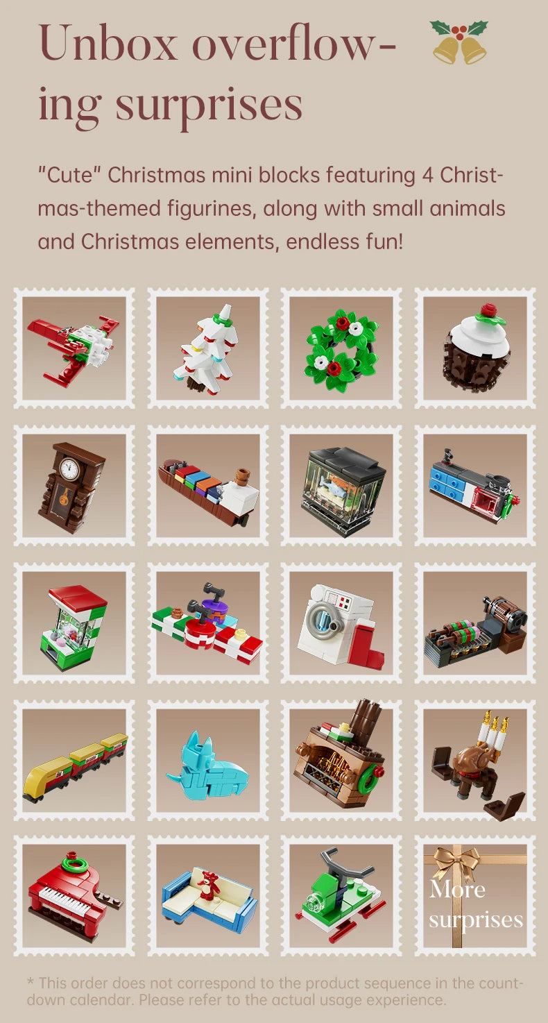 Comnox - Mould King - Kerst Countdown Kalender - 725 Stukjes - LEGO Compatible - Kerstcadeau - Rood - Comnox Company