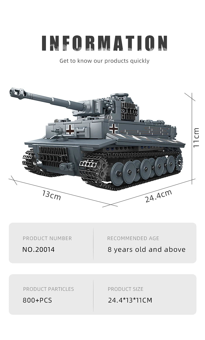 Comnox - Mould King - Tiger I Tank Bouwset - RC - 800+ Stukjes - LEGO Compatible - Comnox Company