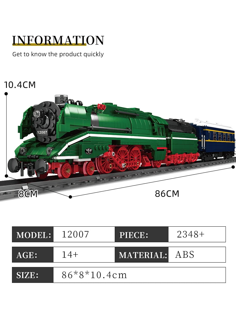 Comnox - Mould King - BR18 201 Duitse Stoomtrein Bouwset - 2348 Stukjes - LEGO Compatible - Educatief Speelgoed - Comnox Company