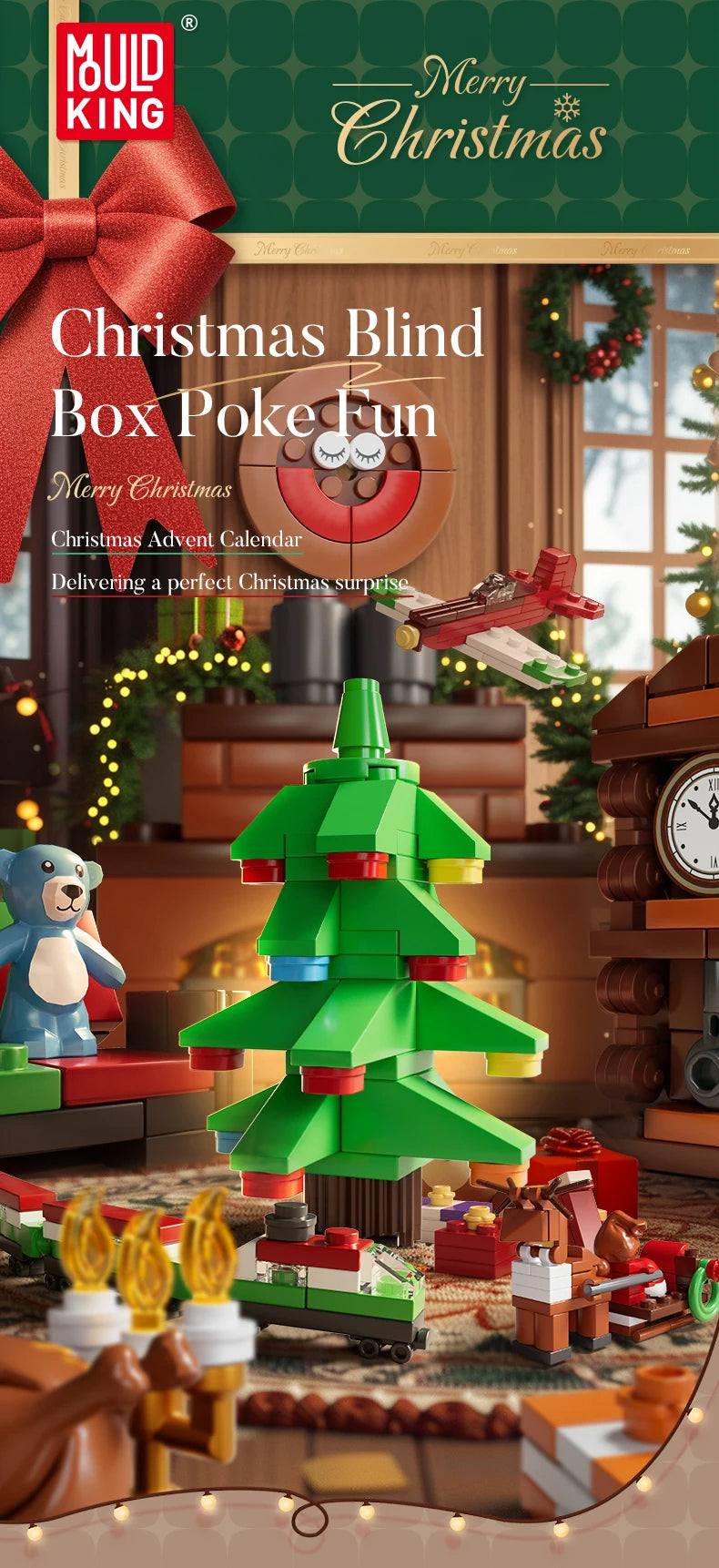 Comnox - Mould King - Kerst Countdown Kalender - 725 Stukjes - LEGO Compatible - Kerstcadeau - Rood - Comnox Company
