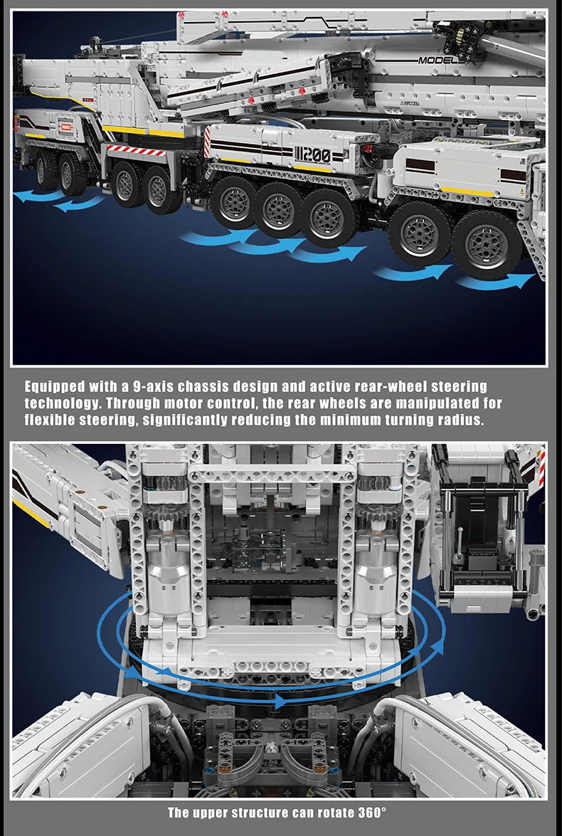 Comnox - Mould King - LTM 11200 Kraan Vrachtwagen Bouwset - 8506 Stuks - Compatibel met LEGO - Technisch Speelgoed - Wit - Comnox Company