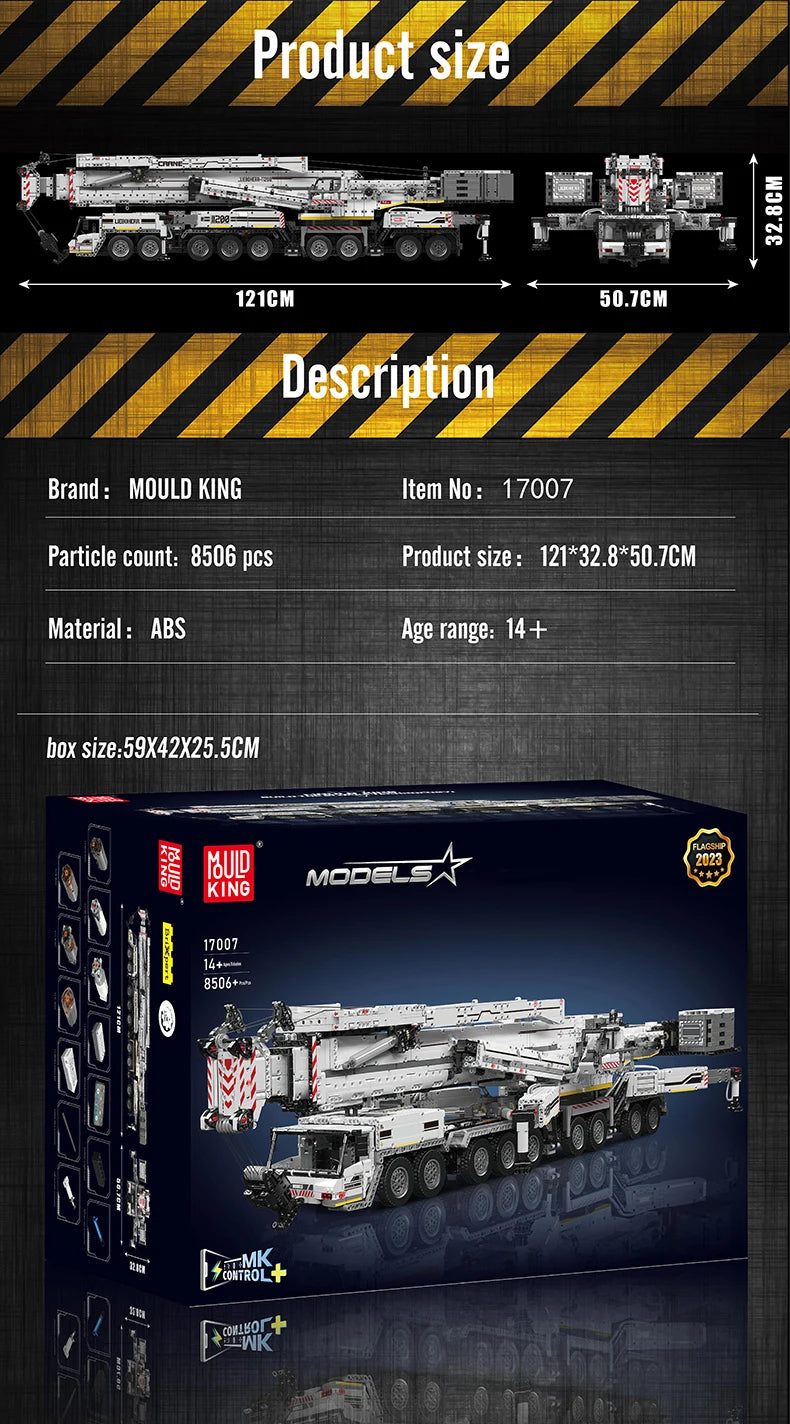 Comnox - Mould King - LTM 11200 Kraan Vrachtwagen Bouwset - 8506 Stuks - Compatibel met LEGO - Technisch Speelgoed - Wit - Comnox Company