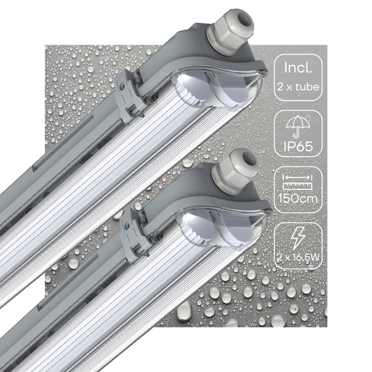 Comnox - LED TL lamp 150 cm - Heldere, duurzame verlichting voor binnen & buiten - 6120 lm - 2x16.5W - 4000K - IP65 - 150 cm