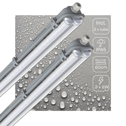 Comnox - LED TL-armatuur 60 cm - Helder licht voor werkplaatsen - Stofdicht en waterstraalbestendig - 2200 lm - 4000K - 60 cm