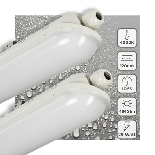 2 PACK - LED's Light Pro Koppelbaar LED TL armatuur compleet 120 cm - Waterdicht - 4640 lm 29W 4000K 160lm/w