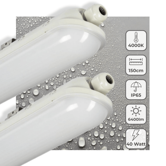 Comnox - LED's Light Pro Premium TL armatuur 150 cm - Krachtig licht voor grote ruimtes - Energiezuinig 40W - 6400 lumen - IP65, IK08 - zwart