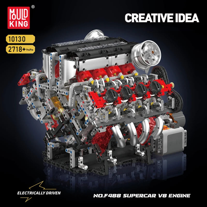 Comnox - Mould King - F488 Supercar V8 Motor Bouwset - 2718 Stuks - Technische Speelgoedset met Realistische Functies - LEGO Compatible - Comnox Company
