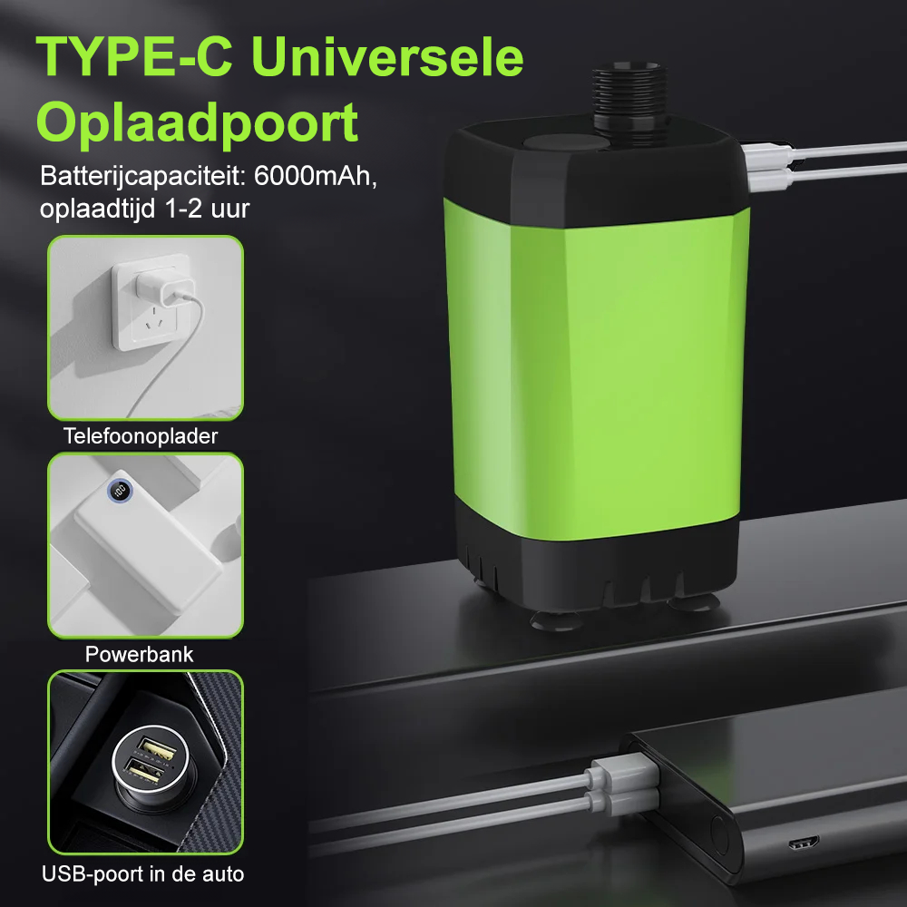 Comnox - Draagbare Camping Douchepomp - Digitale Display - Oplaadbaar - Buitendouche met Waterstop - 6000mAh Battery - Camping Shower - Groen