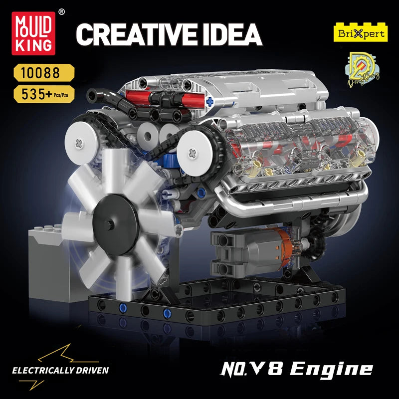 Comnox - Mould King - Technische Bouwset - Gemotoriseerde V8 Motor - 535 Stuks - Voor Kinderen en Techniekfans - LEGO Compatible - Comnox Company