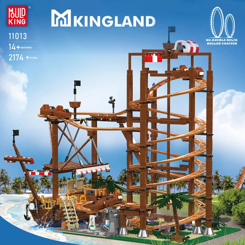 Comnox - Mould King - Dubbele Helix Achtbaan - 2174 Stukjes - LEGO Compatible - Met Piratenschip - Comnox Company