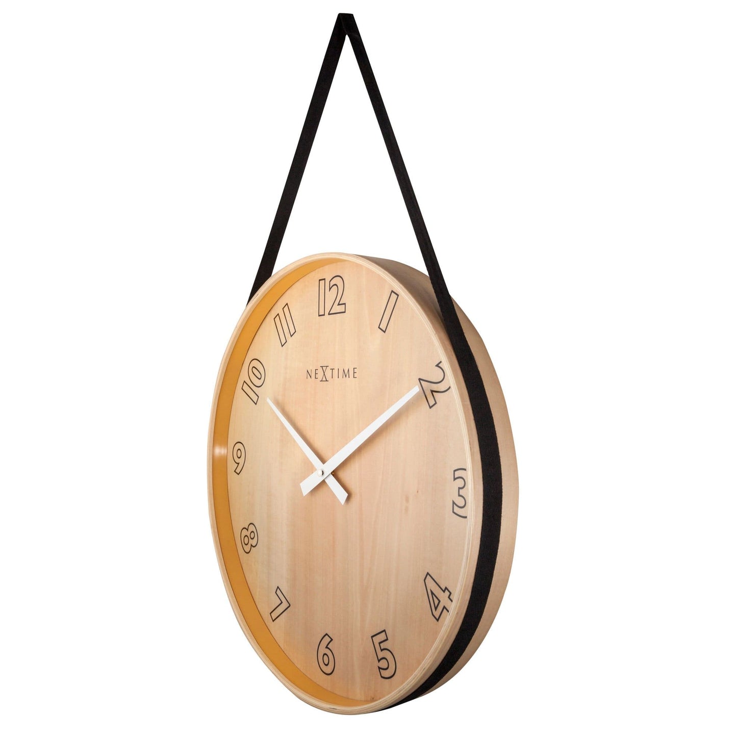 NeXtime Loop Big - Stille wandklok met design - Hout en Textiel