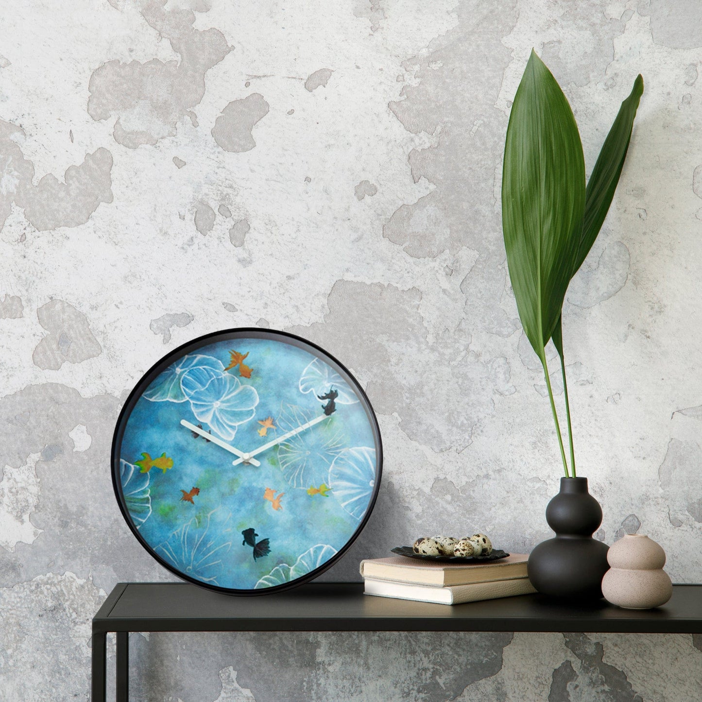 NeXtime Pond - Artistiek waterlandschap - Blauwe wandklok 30cm