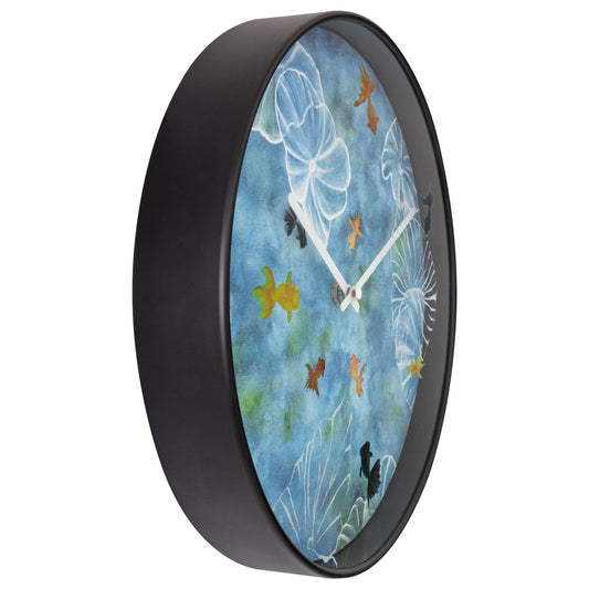 Comnox - NeXtime Pond - Artistiek waterlandschap - Blauwe wandklok 30cm