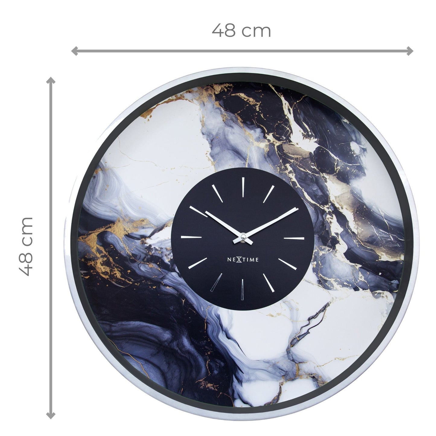 NeXtime Marble Duo - Luxe wandklok met marmerlook - 48 cm