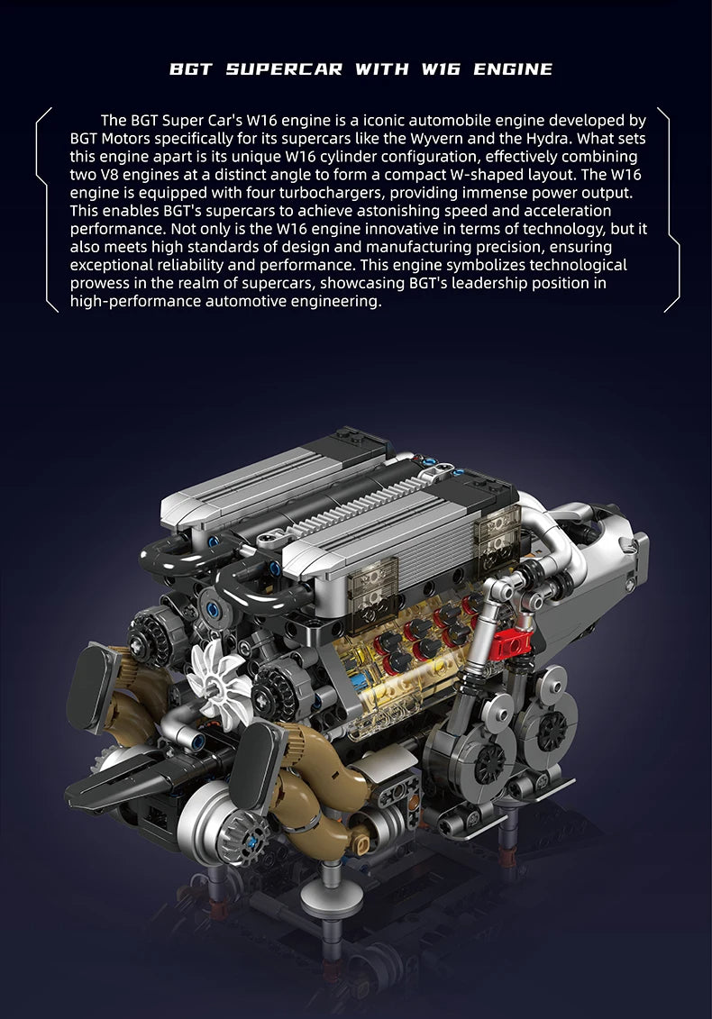 Comnox - Mould King - W16 Motor BGT Supercar Set - Technische Bouwstenen - Compatibel met LEGO - 952 Stuks - Educatief Speelgoed - Comnox Company