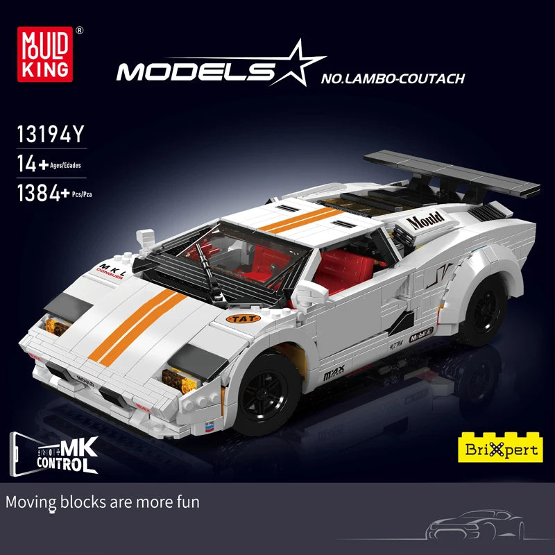 Comnox - Mould King Lamborghini Countach Bouwset - 1384 Stukjes - LEGO Compatible - Iconisch Technisch Speelgoed - Wit - Comnox Company