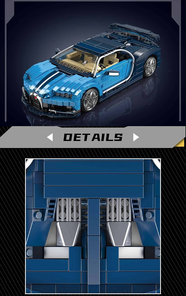 Comnox - Mould King - Technische Sportwagen Bouwset - 1222 Stuks - Blauw Supercar Model - LEGO Compatible - Ideaal voor Autoliefhebbers - Comnox Company