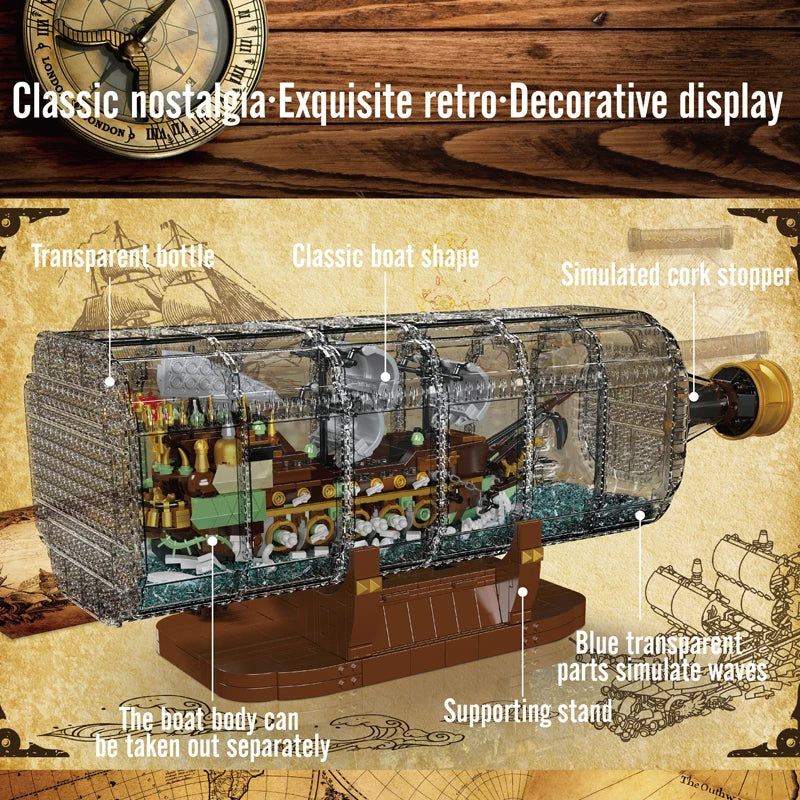 Comnox - Mould King - Schip in een Fles Bouwset - 2499 Stukjes - LEGO Compatible - Decoratieve Display