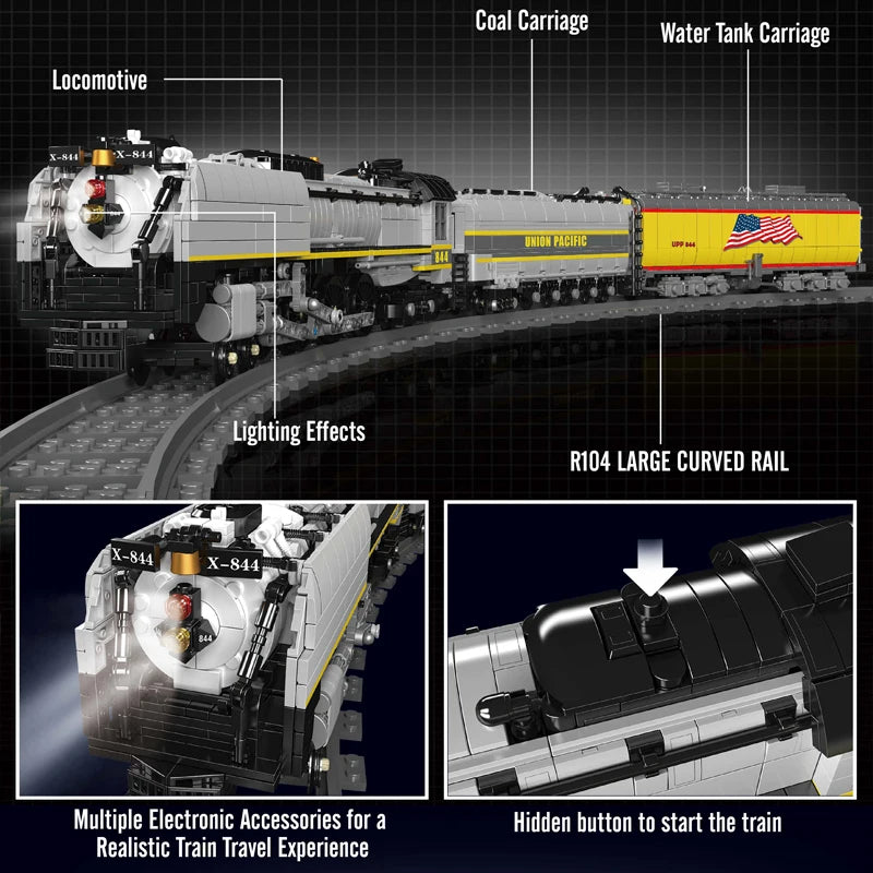 Comnox - Mould King - Union Pacific 844 Stoomlocomotief Bouwset - 3357 Stukjes - LEGO Compatible - Comnox Company