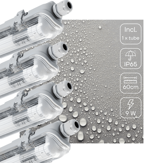 Comnox - LED TL armatuur 60 cm - Eenvoudige installatie - Duurzame verlichting - 9W - 1080lm - IP65 - 4000K - zwart