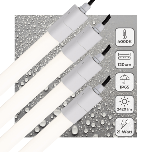 Comnox - LED TL Verlichting 4 Pack 120 cm - Energie besparen, 10 jaar levensduur - 2420 lm - Waterdicht IP65 - Wit