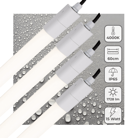 Comnox - LED TL Verlichting 60 cm - Duurzame energie - 1725 lm - IP65 waterdicht - 4000K wit licht - zwart