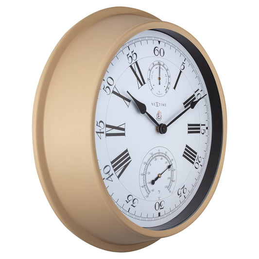 Comnox - Hyacinth - Buitenwandklok met Thermometer & Hygrometer - Weerbestendig - Met grote 40,5 cm diameter - Comfort & Veiligheid