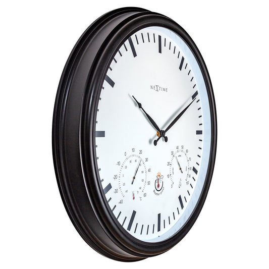 Comnox - Weatherstation - Buitenklok met Thermometer & Hygrometer - Weersbestendig - Comfortabel buitenleven - Ø50,8 cm - Kleur zwart