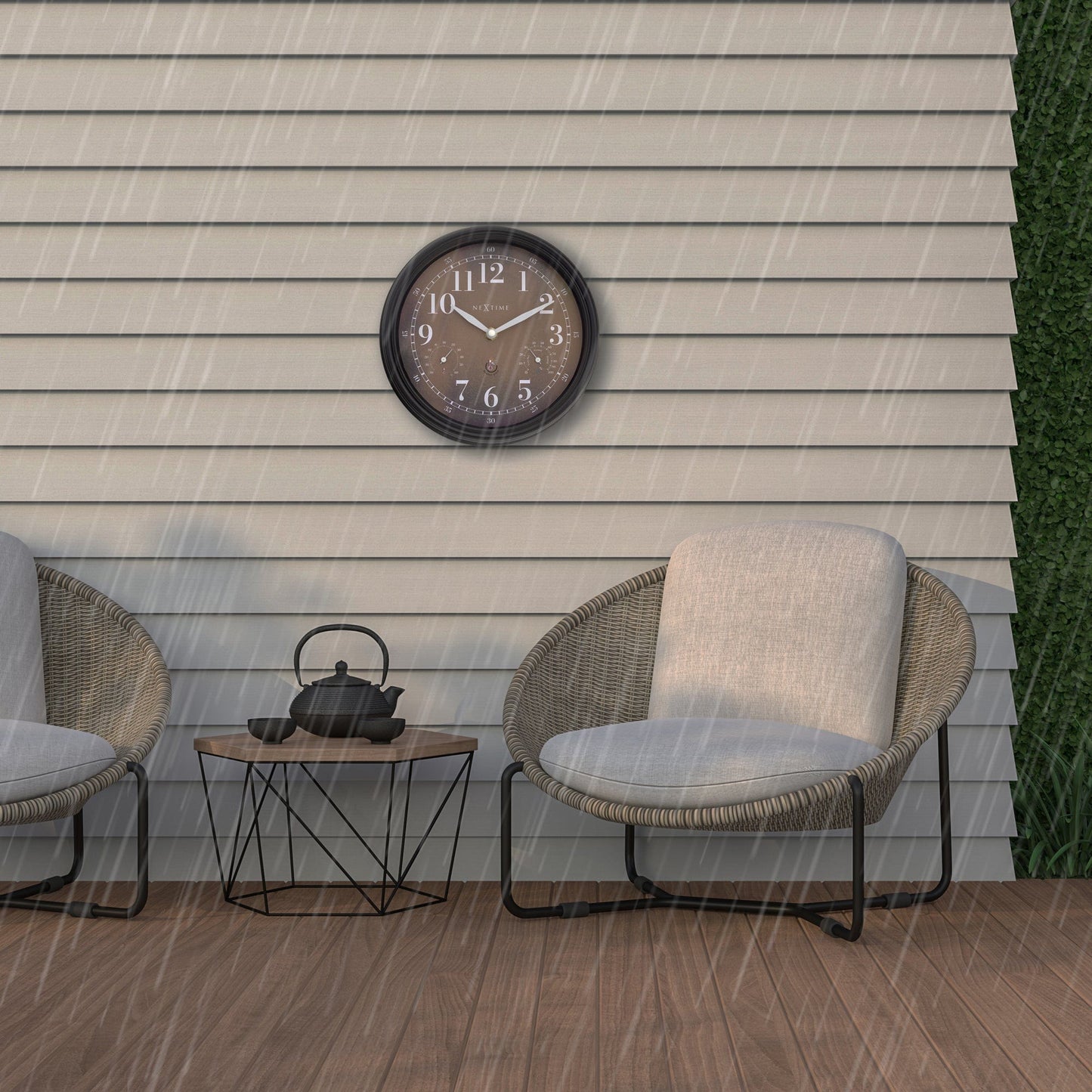 NeXtime Jasmine - Weerstation Wandklok - Weatherproof - 23.5 cm
