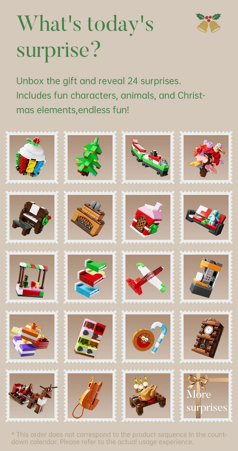 Comnox - Mould King - Kerst Countdown Kalender - 694 Stukjes - LEGO Compatible - Kerstcadeau - Groen - Comnox Company