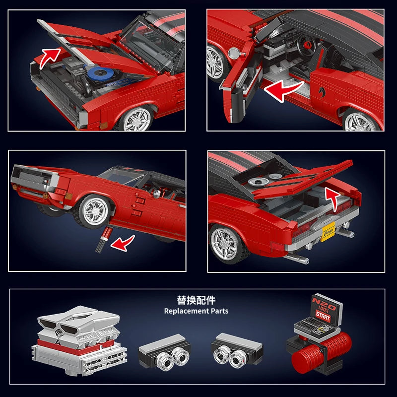 Comnox - Mould King - Technische Muscle Car Bouwset - 1869 Stukjes - LEGO Compatible - Voor Kinderen en Volwassenen - Comnox Company