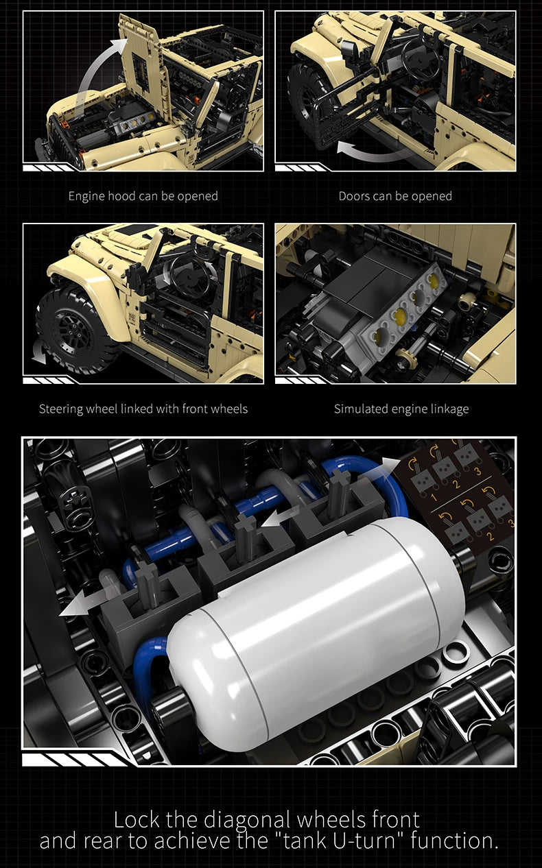 Comnox - Mould King - Off-Road Wrangler SUV Bouwset - 3621 Stuks - RC Modelauto met Pneumatische Accessoires - LEGO Compatible - Comnox Company