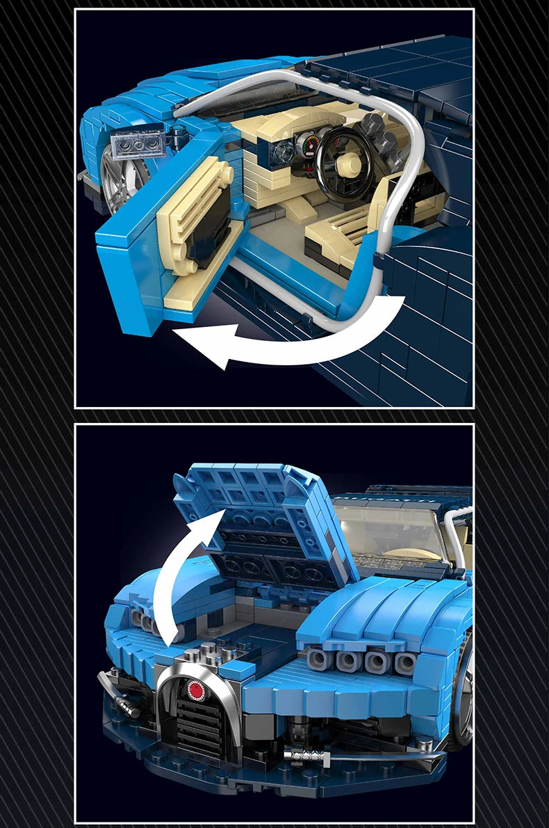Comnox - Mould King - Technische Sportwagen Bouwset - 1222 Stuks - Blauw Supercar Model - LEGO Compatible - Ideaal voor Autoliefhebbers - Comnox Company