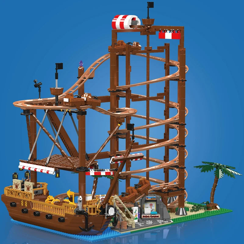 Comnox - Mould King - Dubbele Helix Achtbaan - 2174 Stukjes - LEGO Compatible - Met Piratenschip - Comnox Company