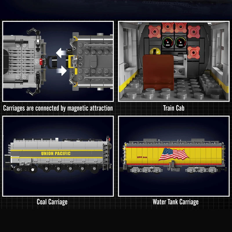 Comnox - Mould King - Union Pacific 844 Stoomlocomotief Bouwset - 3357 Stukjes - LEGO Compatible - Comnox Company