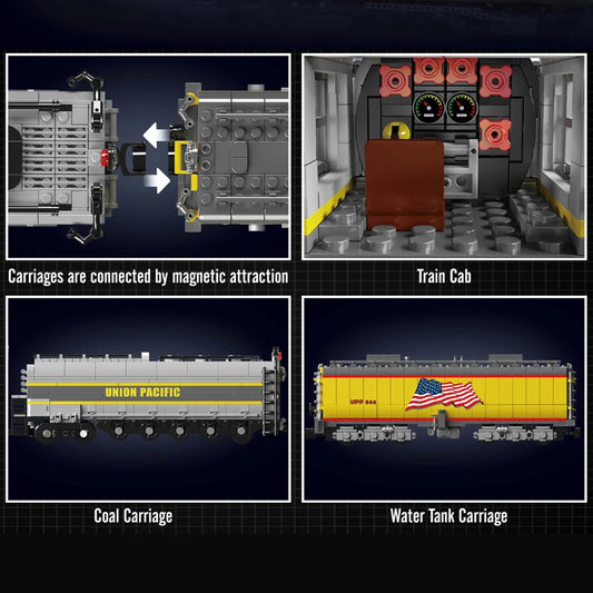 Comnox - Mould King - Union Pacific 844 Stoomlocomotief Bouwset - 3357 Stukjes - LEGO Compatible - Comnox Company