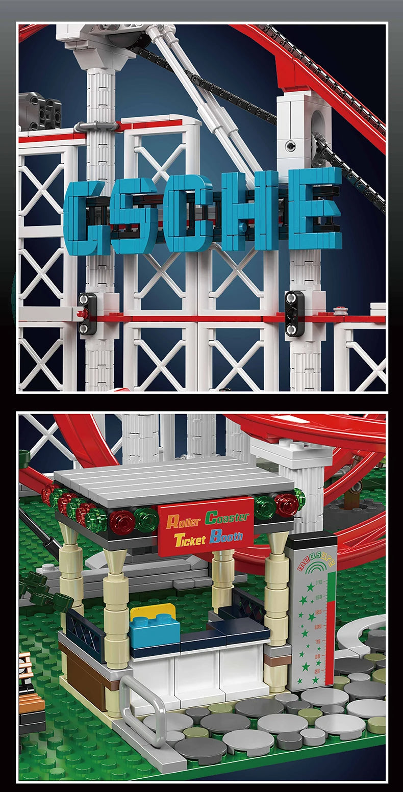 Comnox - Mould King - Technische Achtbaan Bouwset - 3646 Stuks - Gemotoriseerde Rollercoaster - Compatibel met LEGO - Speelgoed voor Fans van Pretparkmodellen - Comnox Company