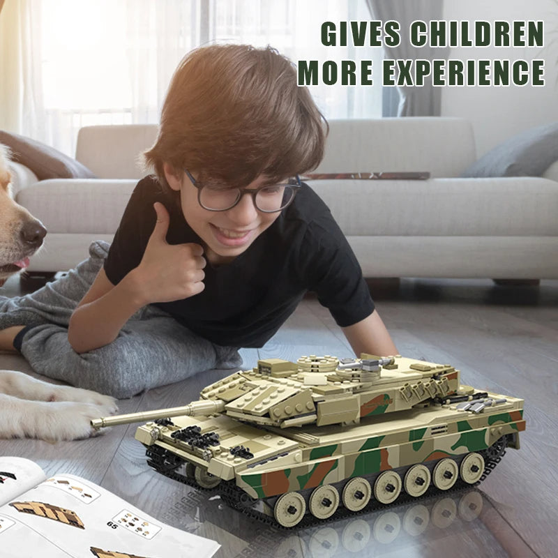 Mouldking 20020s - leopard 2 tank - bouwset - 1100 onderdelen - bestuurbaar - met geluid - Comnox Company