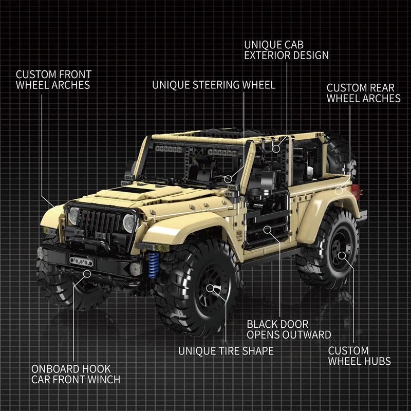 Comnox - Mould King - Off-Road Wrangler SUV Bouwset - 3621 Stuks - RC Modelauto met Pneumatische Accessoires - LEGO Compatible - Comnox Company