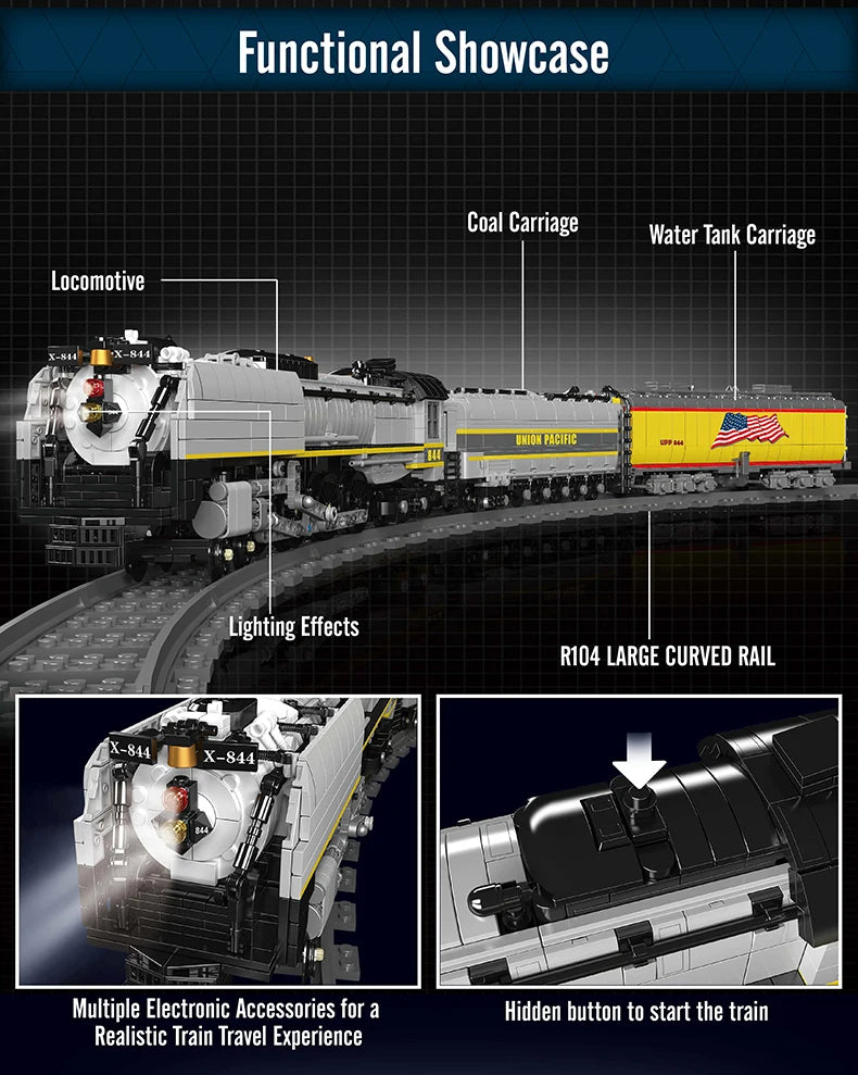 Comnox - Mould King - Union Pacific 844 Stoomlocomotief Bouwset - 3357 Stukjes - LEGO Compatible - Comnox Company