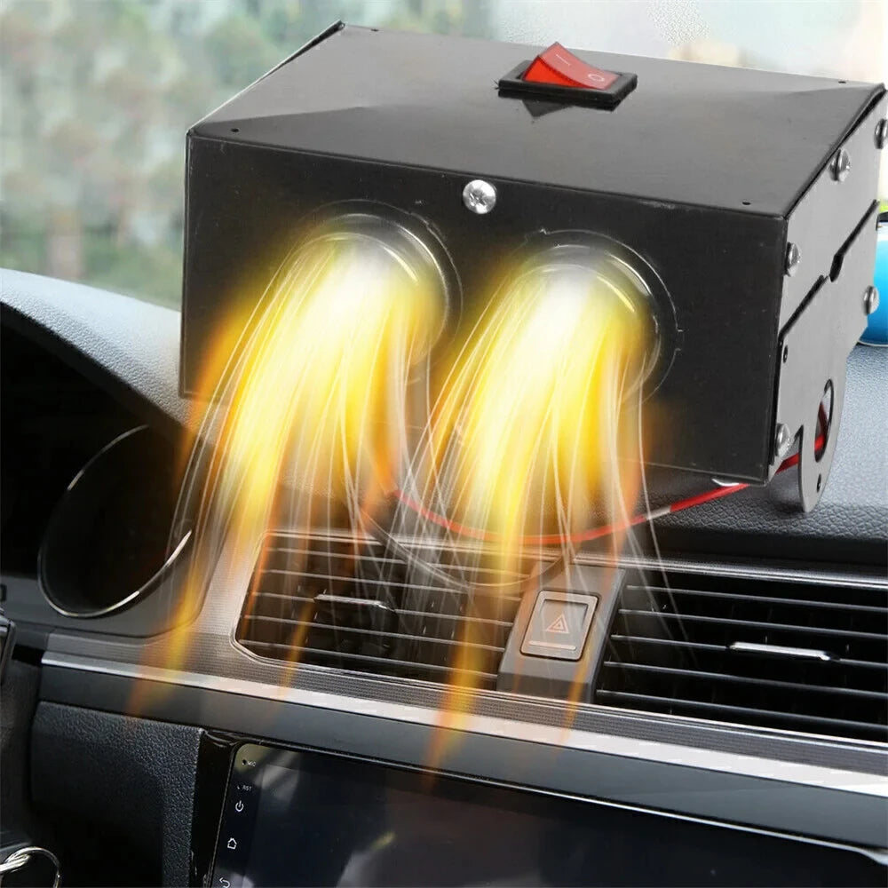 Comnox – 24V Auto Verwarming - 800W – 2-Gats Verwarmingsventilator – Snelle Verwarming & Voorruit Ontdooien – Draagbare Autokachel – Car Heater & Defroster