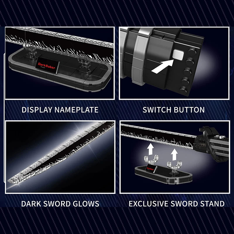 Comnox - Mould King - Darksaber Modelbouwset met LED-verlichting - 885 Stuks - 116 cm - Perfecte Displayset voor Star Plan Fans - Compatibel met LEGO - Gift Idea