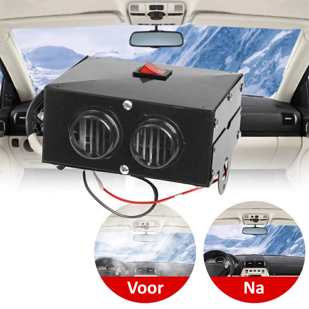 Comnox – 24V Auto Verwarming - 800W – 2-Gats Verwarmingsventilator – Snelle Verwarming & Voorruit Ontdooien – Draagbare Autokachel – Car Heater & Defroster