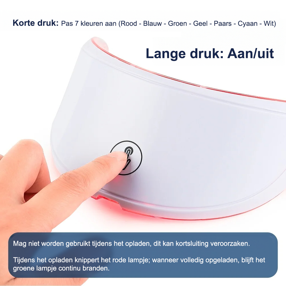 Comnox - LED Gezichtsmasker en Nek Masker - 7 Kleuren Lichttherapie - Huidverjonging, Anti-acne en Rimpelverzorging