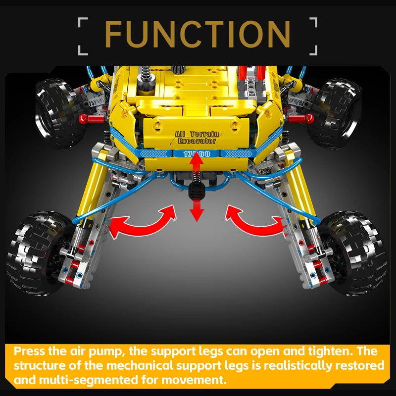 Comnox - Mould King - All-Terrain Graafmachine Bouwset - 1372 Stukjes - LEGO Compatible - Pneumatisch Model