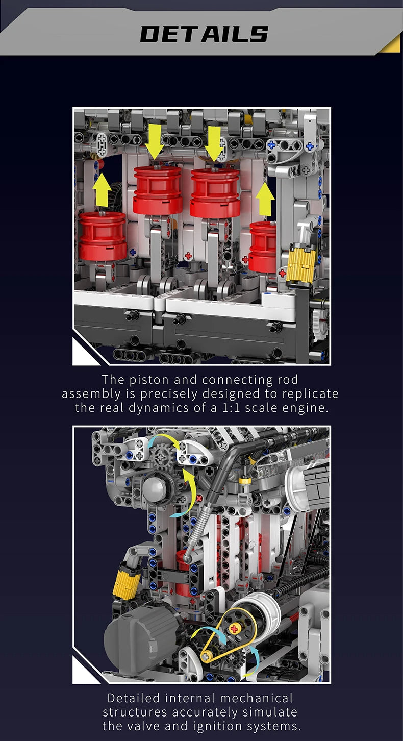 Comnox - Mould King - L4 Benzinemotor Set - Technische Bouwstenen - Compatibel met LEGO - 1787 Onderdelen - Educatief Speelgoed voor Kinderen en Volwassenen - Comnox Company