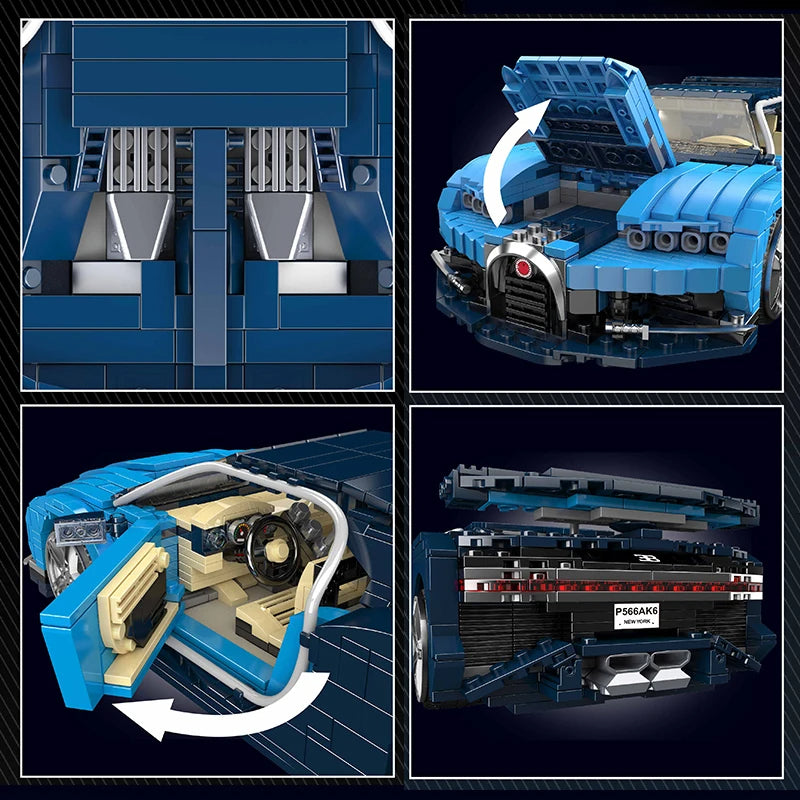 Comnox - Mould King - Technische Sportwagen Bouwset - 1222 Stuks - Blauw Supercar Model - LEGO Compatible - Ideaal voor Autoliefhebbers - Comnox Company